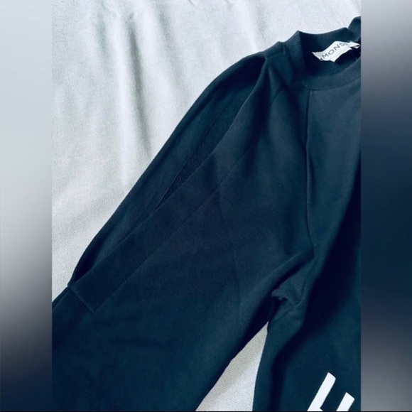 MONSE Cold Shoulder Asymmetrical Black Sweatshirt New - Picture 6 of 9